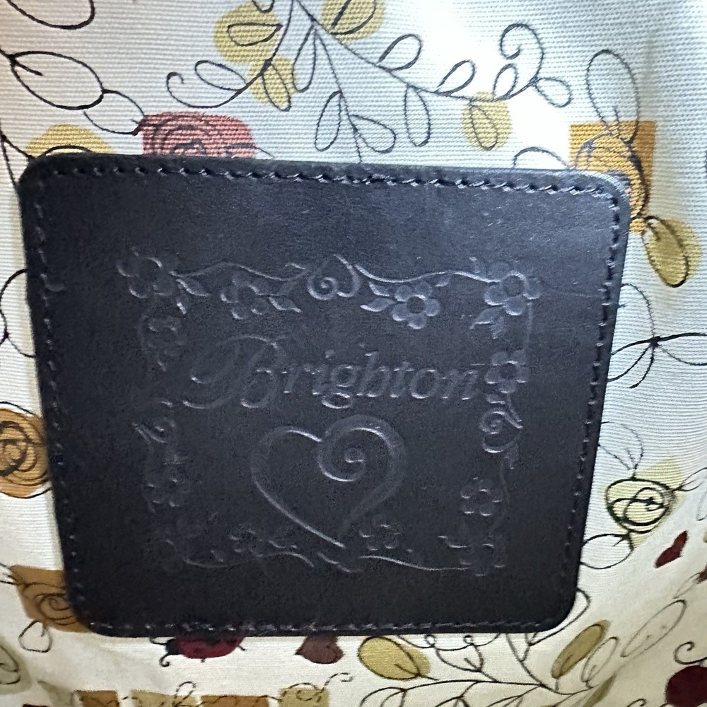 Brighton Woven wicker Straw Tote Shoulder Bag Black Brown Leather‎ XL Large - Picture 11 of 12